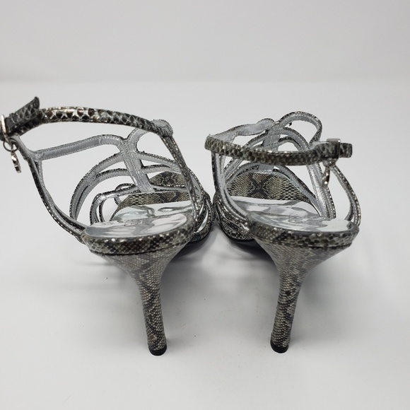 GUESS by Marciano Snakeskin Silver Strappy Heels - Picture 3 of 6
